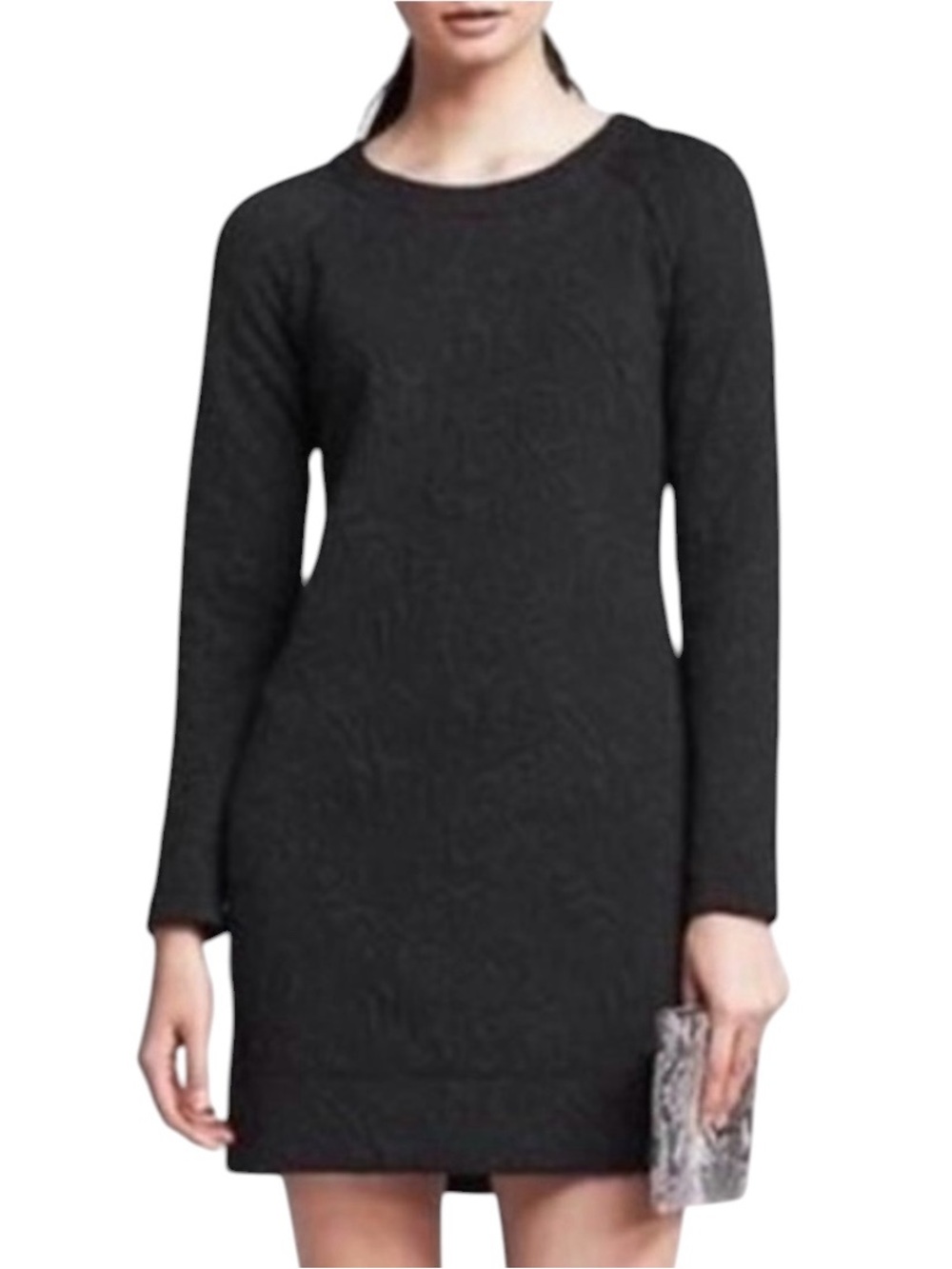 NWT BANANA REPUBLIC LONG SLEEVE BLACK TEXTURED MINIDRESS SIZE 0